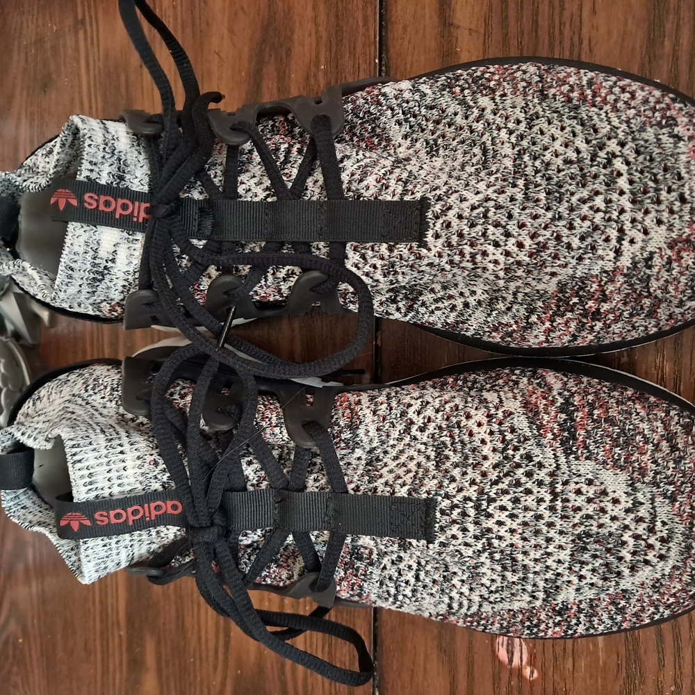 Adidas Black and Gray Sneakers with Knit Upper